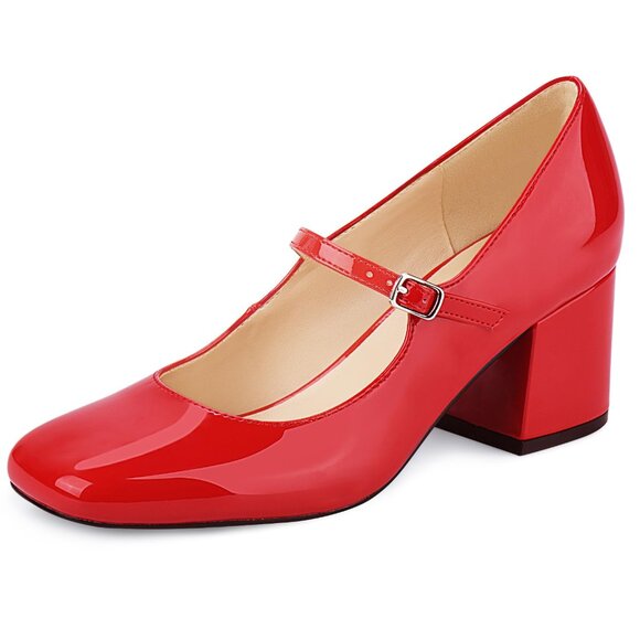 Jenn Ardor Shoes - Red low-heeled Mary Janes